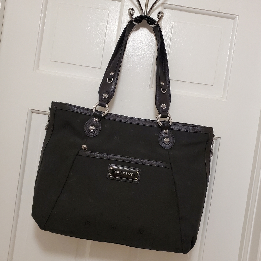 Judith Ripka Classic Black Tote with Silver Accents
